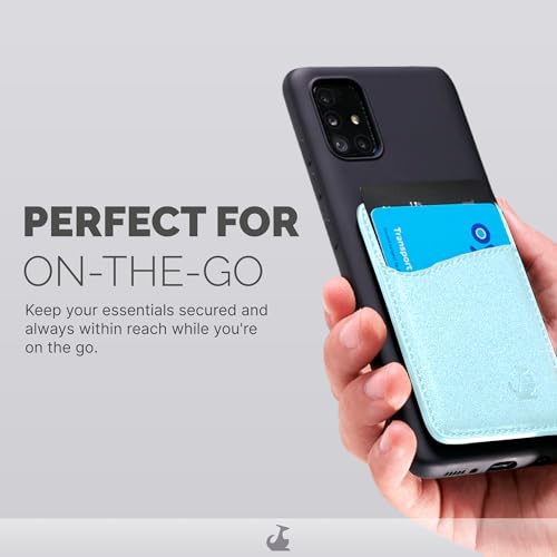 Wallaroo Premium Leather Cell Phone Wallet Stick On - Android and iPhone Wallet and Card Holder for Women and Men - Durable with Non-Slip Lining Secures Up to 3 Cards - color: Spearmint Leather