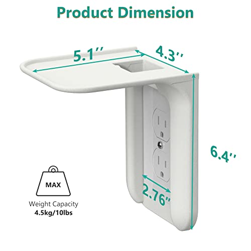 WALI Outlet Shelf Wall Holder,Bathroom Walls Shelves up to 10lbs Standard Vertical Duplex Wall Shelf Organizer for Smart Home Decor Space Saving Power Tools, Toothbrush (OLS002-W), 2 Pack, White - size: Small