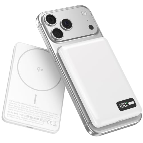 for Magsafe Power Bank Portable Charger 10000mAh Qi2 for iPhone 12-17 - color: White