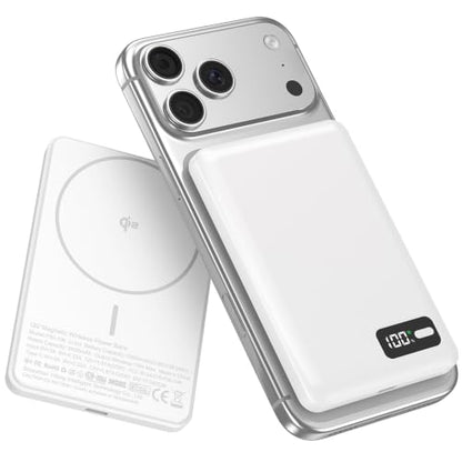 for Magsafe Power Bank Portable Charger 10000mAh Qi2 for iPhone 12-17 - color: White