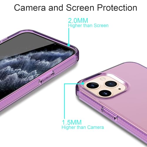 Phone Case for iPhone 12 Pro Clear, [Crystal Clear][Non-Yellowing] Slim Shockproof Reinforced Drop Protective Flexible TPU Back Cover Phone Case for iPhone 12 Pro Protective Case(Purple) - color: Purple