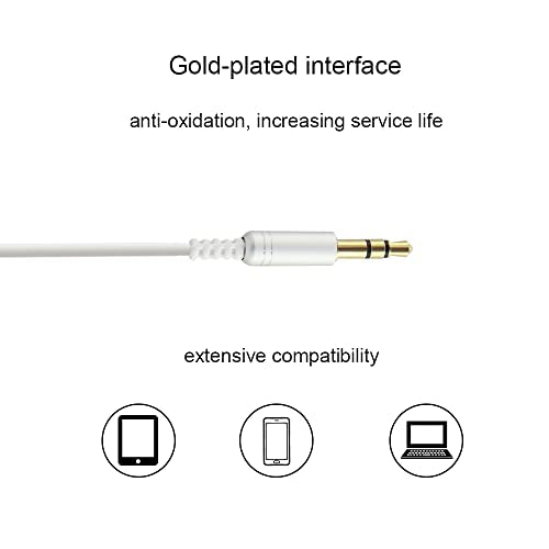 YOCUNKER 3.5mm Wired Earphone, in-Ear Earbuds, High Sound Quality, 3 Meter Length Cord, Lightweight, Smartphone/Tablet/Laptop/TV Earphones, Watch TV from a Distance, No Microphone(White) - color: White