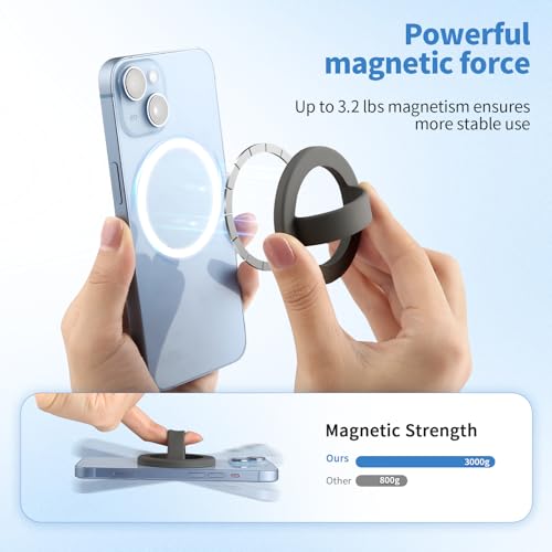 2 PCS Silicone Magnetic Phone Grip Holder,Loop Grip Phone Holder,Easy to Install and Remove,Compatible with Magsafe for iPhone 16/15/14/13/12 Series(Grey+Pink)