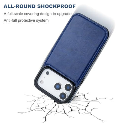 ONETOP for iPhone 17 Pro Max Wallet Case with Credit Card Holder,Blue | Kickstand,ID/Cash Holder,Case Wallet with Card Slots,Double Magnetic Clasp,Durable PU Leather Shockproof Cover for Women Men - color: Blue
