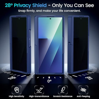 Caka Magnetic for Samsung Galaxy Z Fold 6 Case with Hidden Kickstand Blue - color: Blue