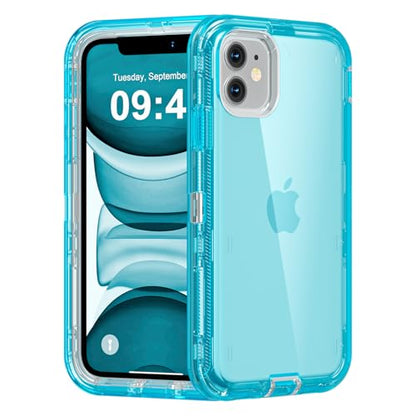 Follaroma for iPhone 11 Case, 6.1 inch, Crystal Blue | Heavy Duty Shockproof Protection Phone Cases, Anti-Drop, Military Grade Dual Layer Transparent Rugged Protective Cover - color: Blue, size: iPhone 11 6.1’