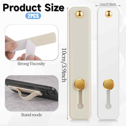 Styquenzer 2 Pcs Universal Phone Grips - Finger Holder for Back of Phone, Portable Phone Strap - Grey White