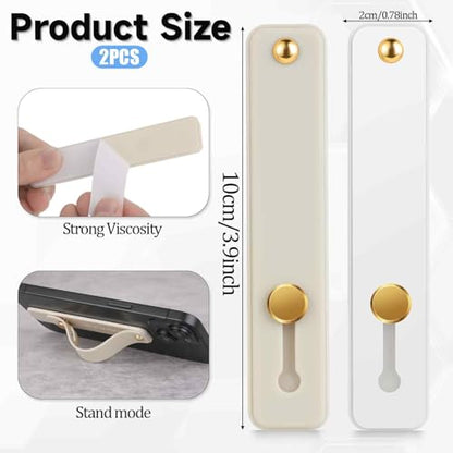 Styquenzer 2 Pcs Universal Phone Grips - Finger Holder for Back of Phone, Portable Phone Strap - Grey White