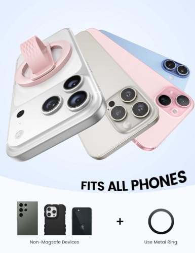 Lamicall Soft Pink Comfortable Silicone Finger Loop Magnetic Phone Grip - color: Soft Pink - Zinc Alloy - Silicone Grip