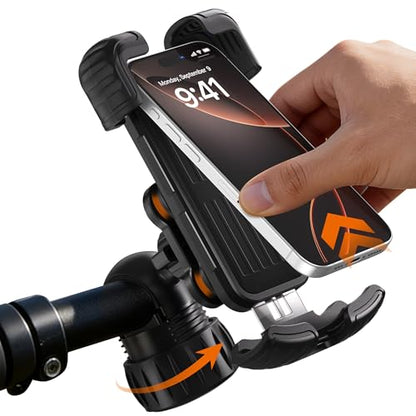 suoso Motorcycle Phone Mount with Upgraded Alloy Shock Absorber – Anti-Vibration Bike Phone Holder, Easy Install, Secure Safety Lock, 360° Rotation, Fits iPhone & Samsung 4.7–6.8" Phones