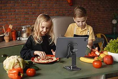 Phone Stand for Desk. Foldable Desktop Mobile Phone Stand with Angle Height Adjustable, Portable Office Cell Phone Holder, Cradle, Dock. Fits All 4.7-13in iPhone/Smartphone/iPad/Tablet. - color: Black