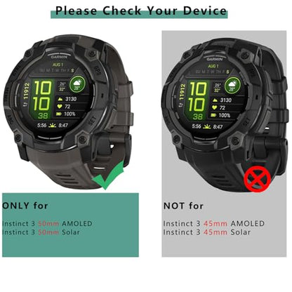 [1+4 Pack] Case with Tempered Glass Screen Protector Compatible with Garmin Instinct 3 50MM AMOLED/SOLAR, Bumper Full Coverage Protective Soft Cases Face Cover for Instinct 3 50MM - size: 50MM