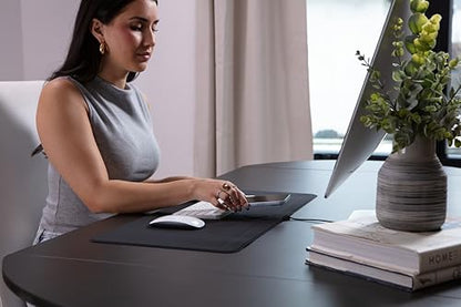 ZAGG Mouse Pad Desk Mat with Wireless Charging for All Devices - 10W Fast Charge, Integrated USB-C, Premium Felt Top, Non-Slip Bottom, Office Organizer, Black