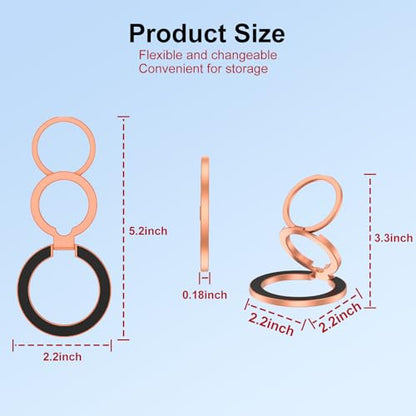 Magnetic Phone Grip Holder with MagSafe Ring Removable Kickstand,Magnetic Car Mount Mag Safe Accessory,Double Adjustable Gym Finger Ring Grip for iPhone 17e 17 Pro Max 17 Air 16E 16 Pro Max 16 15 Plus