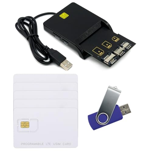 LTE Cards Program kit, SIM Card Tools & Accessories Include 1 SIM Card Reader + 5pcs programmable USIM Cards + 1 Mini Micro Nano sim Card Adapter kit + GRSIM Software Programer Tool