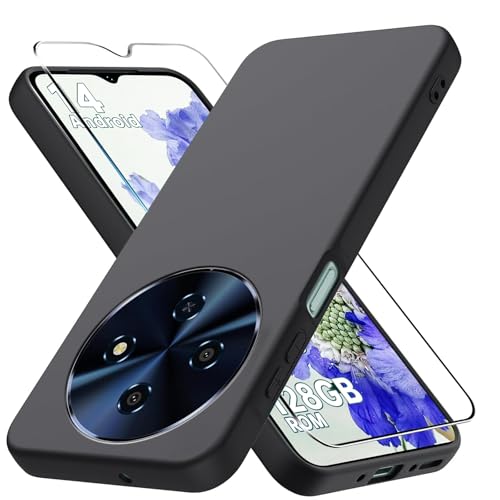 Case for Oukitel C5 Phone Case with Tempered Glass Screen Protector,Silicone Soft Flexible Bumper Shockproof TPU Protective Cover-Black - color: Black, size: Oukitel C5
