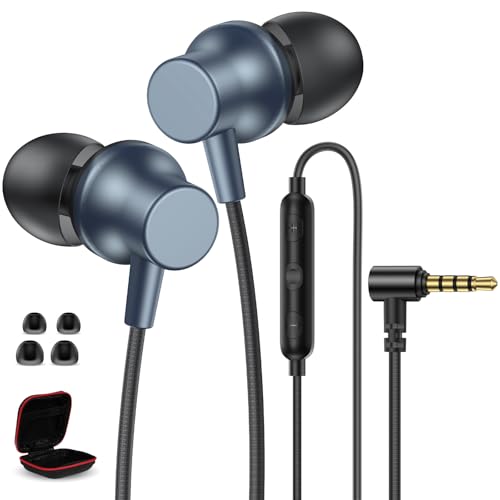 3.5mm Headphones Wired Earbuds for Laptop School Computer PC,Blue - color: Blue