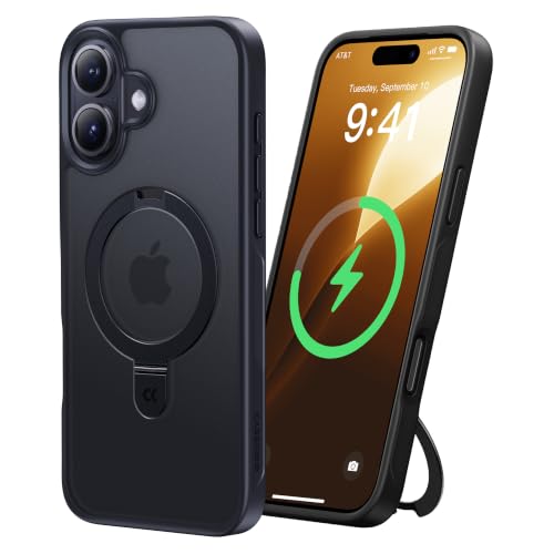 CASEKOO Ultra-Magnetic Stand for iPhone 17 Case [Military Drop Protection] [Compatible with MagSafe] Shockproof Translucent Slim Matte for iPhone 17 Phone Case with Ring Holder 6.3 Inch, Black - color: Black, size: for 17 Case 6.3"