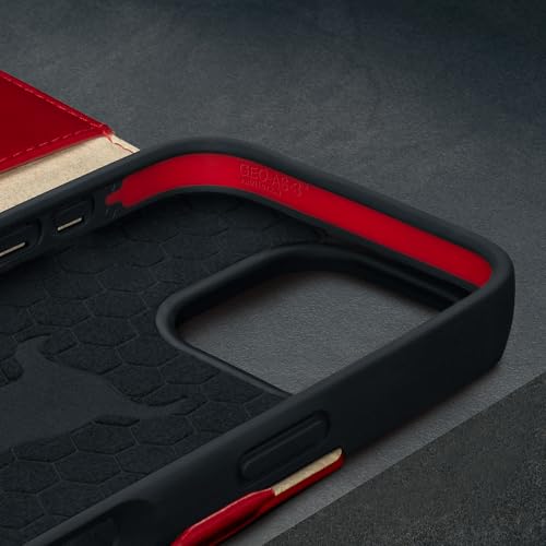 TORRO Premium Leather Case Compatible with iPhone 16 Pro 6.3" – Genuine Leather Wallet Flip Folio Case with Kickstand and Card Slots (Compatible with Official MagSafe Chargers) - Red - color: Red