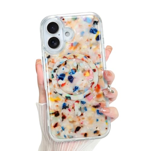 Bonoma for iPhone 17 Case 2025 Marble Crystal Corner Sparkly Luxury Back | Magnetic Support for MagSafe Shockproof Cover, and High-Duty Protection for Girls Women - color: Marble-Color, size: iPhone 17