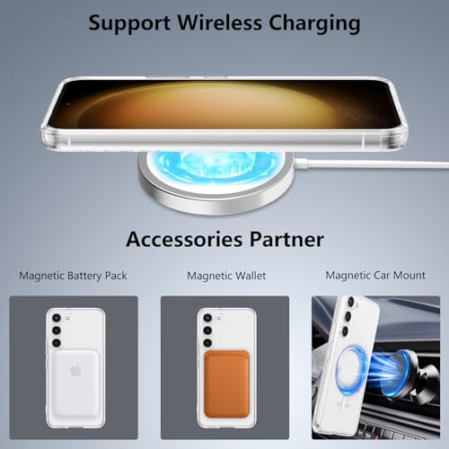 RALEAVO for Samsung Galaxy S23 Case Clear Magnetic Phone Case [Compatible with MagSafe] Slim Transparent Acrylic Hard Back Case Cover Military Drop Protection Case, Clear - color: Magnetic & Clear, size: S23