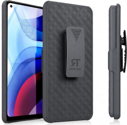 Designed for Motorola Moto G Stylus (2021) Case with Belt Clip Holster | Rugged Holster & Protective Phone Case Combo with Anti-Slip Texture - Black - style: Moto G Stylus 2021