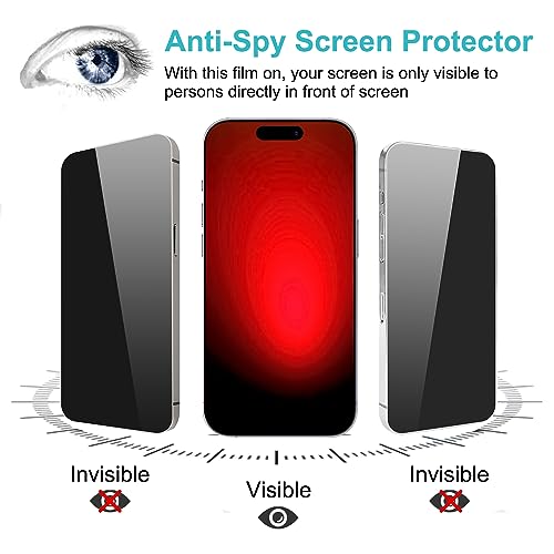 PEHAEL for iPhone 15 Pro Max Privacy Screen Protector+Camera Lens Protector