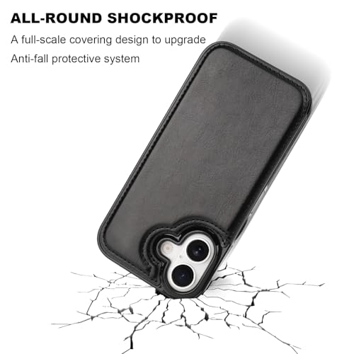 ONETOP for iPhone 17 Wallet Case with Credit Card Holder,Black | Kickstand,ID/Cash Holder,Case Wallet with Card Slots,Double Magnetic Clasp,Durable PU Leather Shockproof Cover for Women Men - color: Black