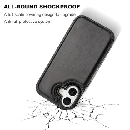 ONETOP for iPhone 17 Wallet Case with Credit Card Holder,Black | Kickstand,ID/Cash Holder,Case Wallet with Card Slots,Double Magnetic Clasp,Durable PU Leather Shockproof Cover for Women Men - color: Black