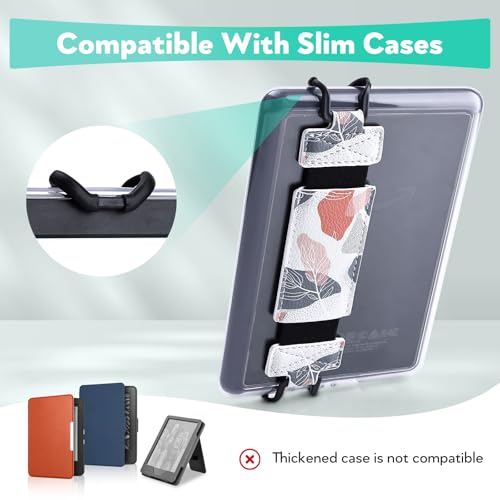 Secure Hand Strap for Kindle and Tablet - High Elasticity Finger Grip Holder Accessories for 6-8 Inches E-Book Tablet. - color: Bohemian Leaves