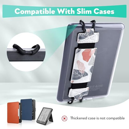 Secure Hand Strap for Kindle and Tablet - High Elasticity Finger Grip Holder Accessories for 6-8 Inches E-Book Tablet. - color: Bohemian Leaves