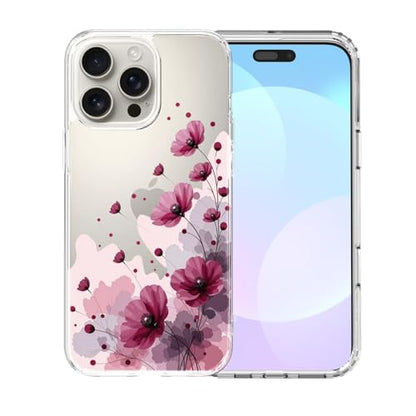 IAIYOXI Clear Case for iPhone 16 Pro, [Crystal Clear Military-Grade Drop Protection], Non-Yellowing, Slim Lightweight Transparent TPU Bumper Phone Case Cover Design - Purple Flower - color: Purple Flowers, size: iPhone 16 Pro
