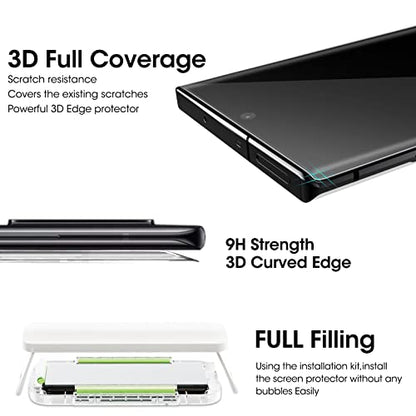 Ni-SHEN 3 Pack Galaxy S23 Ultra Screen Protector Tempered Glass 3D Curved Edge 100% Fingerprint Unlocking, Scratch & Impact Protection HD Clear & Smooth Touch for Samsung S23 Ultra - size: S23 Ultra Screen Protector