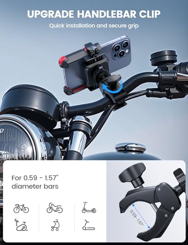 Lamicall Motorcycle Bike Phone Mount, 1s Quick Release Bike Phone Holder - color: Red