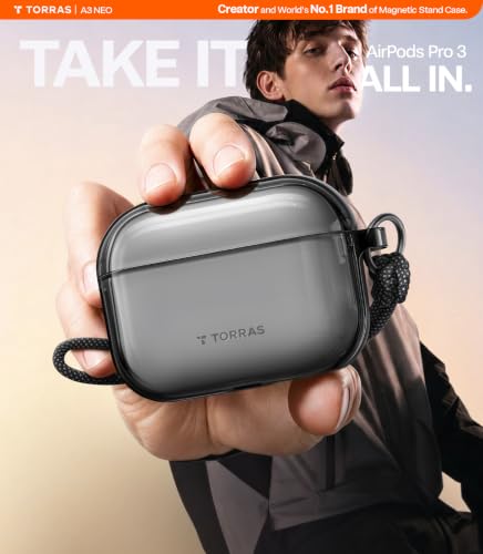 TORRAS A3 Neo for AirPods Pro 3 Case with Lanyard, 3rd Generation, Black - color: Black