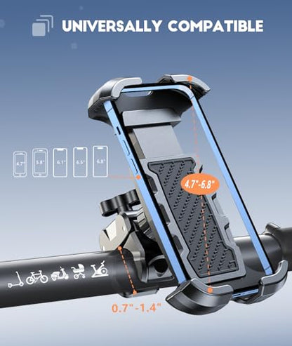 Viccux Motorcycle Phone Mount, Upgrade [Never Fall Off] [Heavy-Duty Clamp] Bike Phone Holder, 360° Rotatable Phone Holder for Bike Motorcycle Bicycle Scooter Compatible with Cellphones 4.7-6.8”