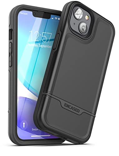 ENCASED Shockproof Case Compatible with iPhone 14 - Ultra Protective Heavy Duty Phone Cover, Rebel Series (Black) - color: Black, size: iPhone 14