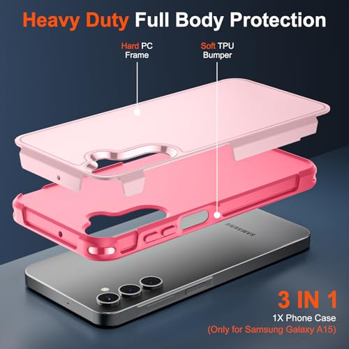 zapica Designed for Samsung Galaxy A15 5G Case, Light Pink | Military Grade Drop Protection, Dual Layer Structure Design, Heavy Duty Shockproof Non-Slip Phone Cover - color: Light Pink, size: Samsung Galaxy A15 5G 6.5''
