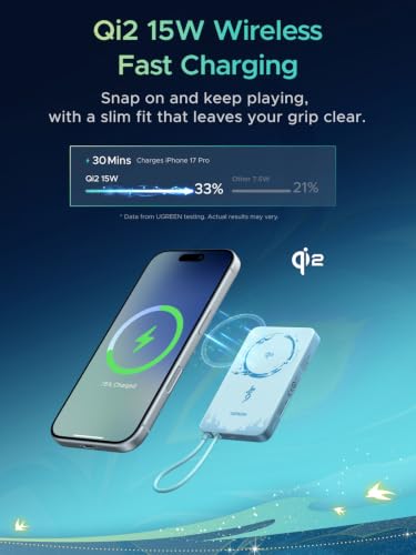 UGREEN x Honkai Star Rail MagFlow 10000mAh Qi2 15W Power Bank - color: Cyan