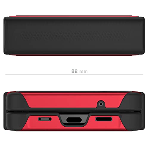 Ghostek Atomic Slim Galaxy Z Flip 4 Case - Clear Back with Red Aluminum Metal Bumper, Shockproof & Dual-Layer Protective Phone case, Phone Cover Designed for 2022 Samsung Z Flip 4 5G (6.7") (Red) - color: Red, size: Galaxy Z Flip 4