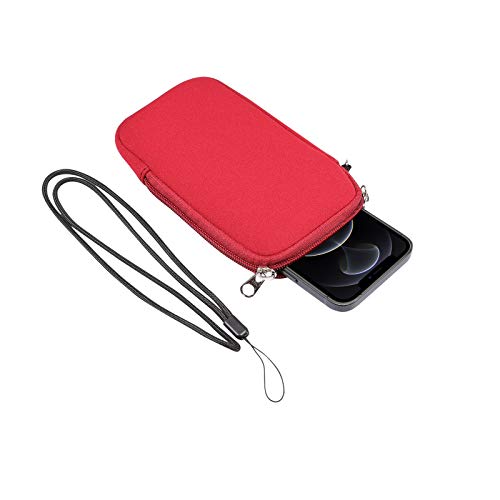 Neoprene Cell Phone Sleeve Zipper Phone Pouch Case for Samsung Galaxy S26 Ultra S25 Ultra S24 Ultra S23 Ultra A17 A16 A26 A36 A56 A15 A25 A35 A55 A14 A13 A07 A06 A05 A04 A03s, iPhone 16 Pro Max (Red) - color: Red
