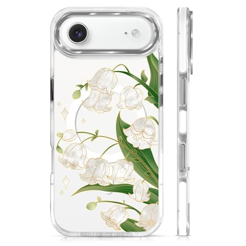 Clear Magnetic Case for iPhone 17 Air, Slim Anti-Yellow Transparent Cover, Military Grade Protection, Phone Cases for iPhone 17 Air, Lily of The Valley - color: A-Lily of the Valley, size: Iphone 17 Air