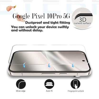 Screen Protector for Google Pixel 10 Pro, [2+2 Pack] Tempered Glass & Camera Lens Protectors[Ultrasonic Fingerprint Unlock] [Case Friendly] [Bubble-Free] Screen Protector Glass For Pixel 10 Pro - size: Google Pixel 10 Pro