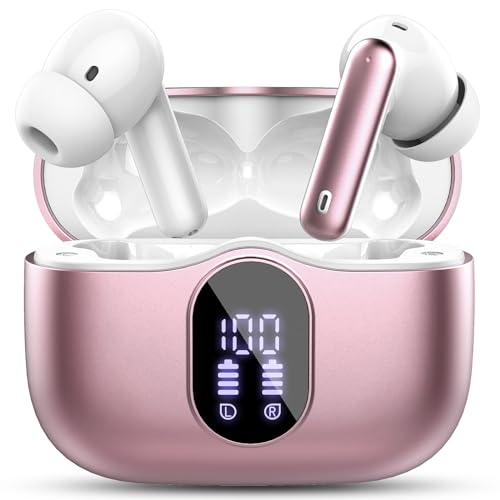 Wireless Earbuds, Bluetooth 5.4 Headphones Bass Stereo/Clear Call,Rose Gold - color: Rose Gold