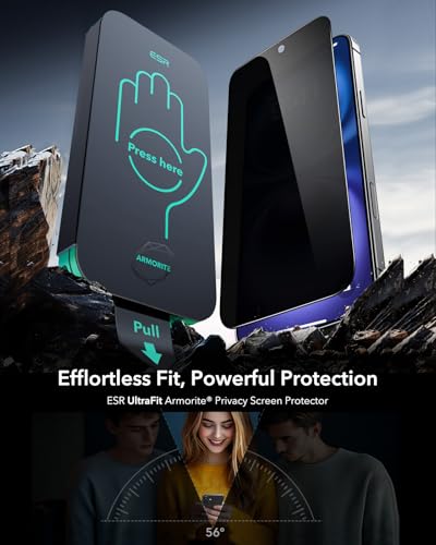 ESR 3 Pack for iPhone 16/15 Privacy Screen Protector, Armorite | 7X Impact Absorption, 9H+ Tempered Glass, Anti-Spy, Easy One-Pull Installation, UltraFit Tray, Full-Coverage Protection - size: iPhone 16/15 6.1 inch