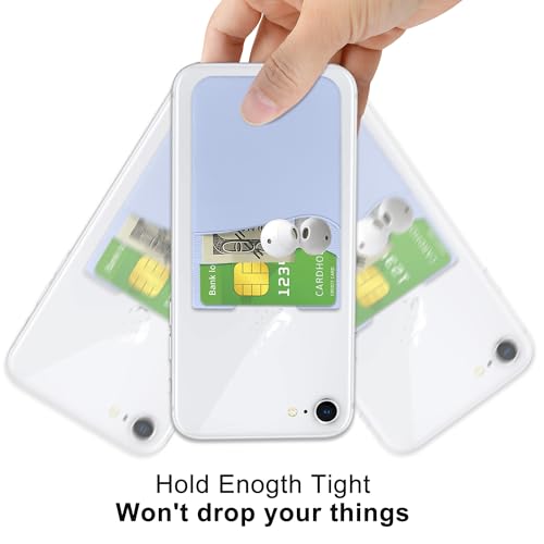 Senose Cell Phone Wallet, Silicone Sticky Credit Card Holder for Phone Case - color: Blue+Sierra+Navy+Light Blue+Black