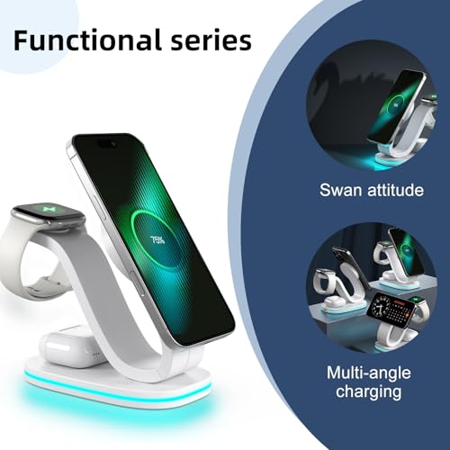 2026 New Fast 15W 3 in 1 Charging Station for iPhone Compatible Magnetic