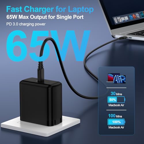 65W Foldable Super Fast Samsung Charger USB C Power Adapter Fast Charging - color: Black