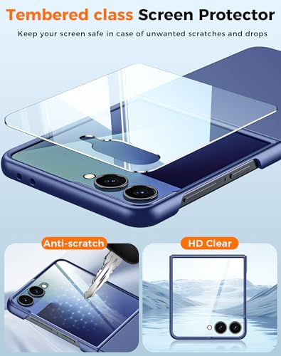GooseBox for Samsung Galaxy Z Flip 7 Case with Screen Protection,Z Flip 7 Slim HD Clearly Case Ultra-Thin Anti-Scratch Shockproof Phone Case(Blue) - color: Flip7-Blue PYK