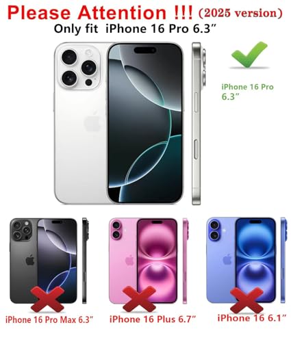Qinmay Compatible with iPhone 16 Pro Case with Card Holder, Dual Layer Shockproof,Heavy Duty Protective Hidden Slot Slim Wallet Phone Cover，Blue - color: Blue, size: for iPhone 16 Pro